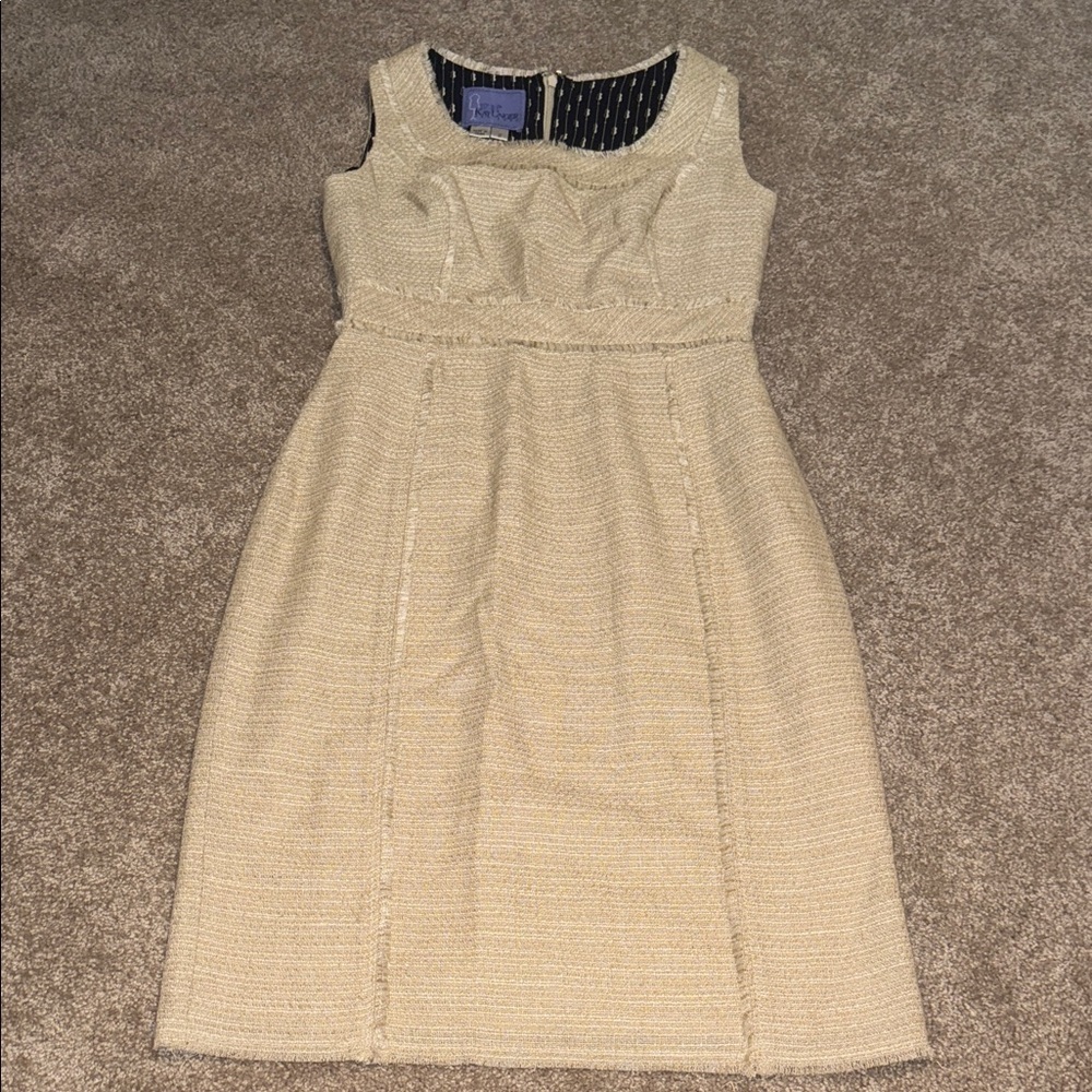Kay Unger Cream Textured Midi Dress - size 2.  T
